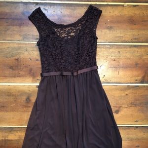 David’s bridal truffle lace chiffon dress